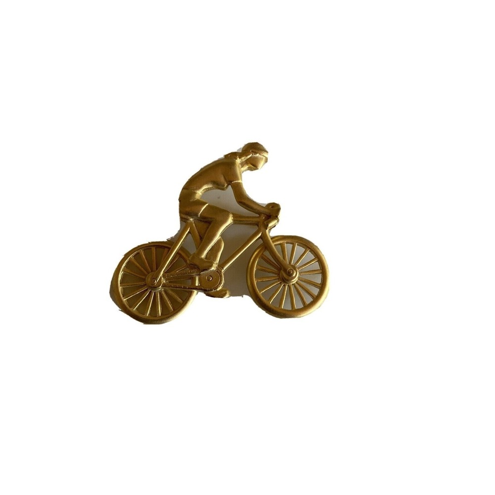 1980's M Jent Goldtone Woman on Bicycle Pin Brooch